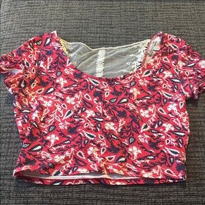 Charlotte Russe Red and White Floral Blouse